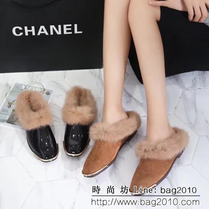 CHANEL香奈兒 2018全新冬款 冬款皮草味道 毛毛鞋 QZS2492